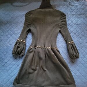 Tracy M Black Knit Dress with Brass Details